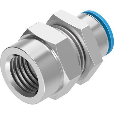 QSSF-3-8-1-2-U Festo QSSF Series Bulkhead, NPT 3/8 Female to 1/2 in, Threaded-to-Tube Connection Style, 153777
