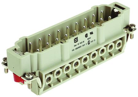 09340162601 HARTING Heavy Duty Power Connector Insert, 16A, Male, Han Hv E Series, 16 Contacts