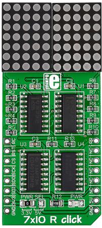 MIKROE-1993 MikroElektronika , 7x10 R Click LED Matrix Display Add On Board With 74HC595