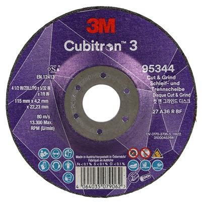 7100303975 3M 95344 Ceramic Cutting Disc, 115mm x 4.2mm Thick, 36+ Grade, 10 in pack