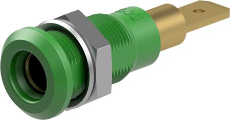 64-3040-25 Staubli Green Socket Test Socket, Tab Termination, 25A, 30V ac, Gold Plating