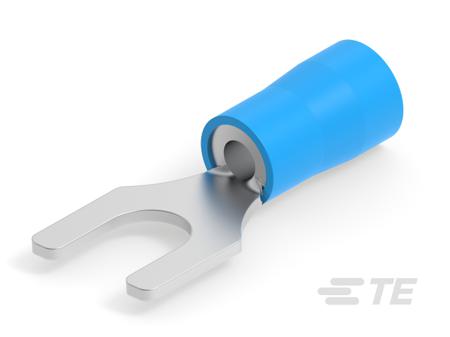 160170 TE Connectivity PIDG Series Insulated Crimp Spade Connector, 1mm² to 2.6mm², 16AWG to 14AWG, M5 Stud Size Nylon, Blue
