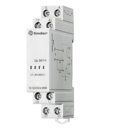 13-12-0-024-0000 Finder SPDT DIN Rail Non-Latching Relay, 24 V ac, 24 V dc Coil, 8 A Call and Reset