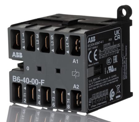 GJL1211203R8000-B6-40-00-F-220-240V-AC ABB B6 4 Pole Contactor - 20 A, 220 → 240 V Coil, 4 kW