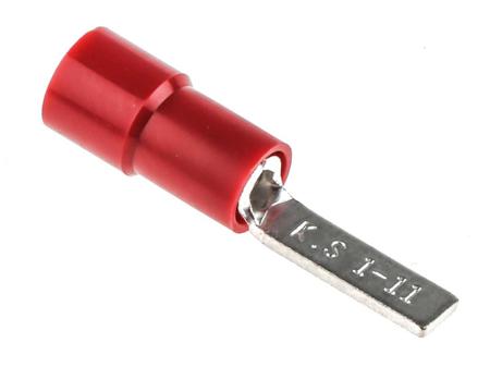 613-9687 RS PRO Insulated Crimp Blade Terminal 11mm Blade Length, 0.5mm² to 1.5mm², 22AWG to 16AWG, Red