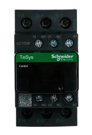 LC1D38F7 Tesys D LC1D 3 Pole Contactor, 38 A, 18.5 kW, 110 V ac Coil