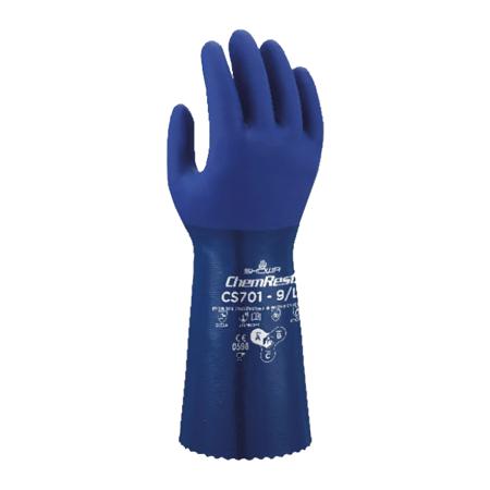 SHOCS7015 Showa CS701 Blue Polyester Chemical Resistant Work Gloves, Size XXL, Nitrile Coating