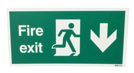 146-366 Polypropylene Fire Exit Down, Fire Exit, English, Exit Sign