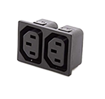 896-2133 RS PRO 2 X C13 Panel Mount, Snap In Mount IEC Connector Socket, 10A, 250 V