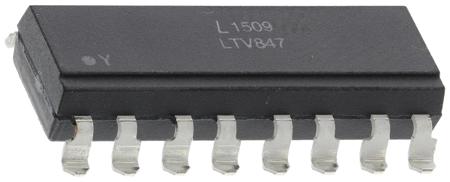 LTV-847S Lite-On  DC Input Transistor Output Quad Optocoupler, Surface Mount, 16-Pin PDIP