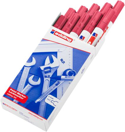 RS-4-750002 Edding Red 2 → 4mm Medium Tip Paint Marker Pen for use with Glass, Metal, Plastic, Wood
