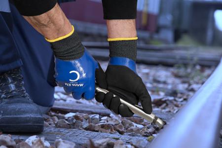 34574007 Mapa Krytech 574 Black, Blue Nitrile Abrasion Resistant, Anti-Static, Cut Resistant, Dirt Repellent, General Purpose,