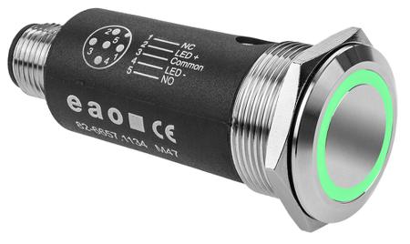 82-6657.2134 EAO 82 Series Illuminated Illuminated Push Button Switch, Latching, Panel Mount, 22mm Cutout, SPDT, Green LED, 35V,
