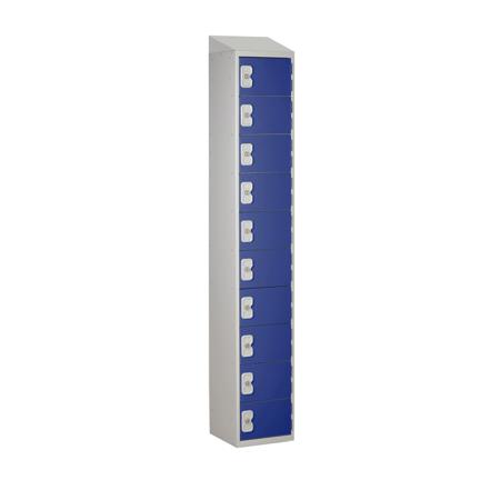 213-709 RS PRO 10 Door No Steel Blue Locker, 1800 mm x 380 mm x 450mm