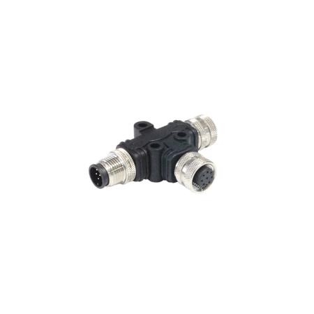 PXPPVC12TSFM08AFBIFB Bulgin Tee Female Pole M12 Socket to 8 Pole M12 Plug Adapter