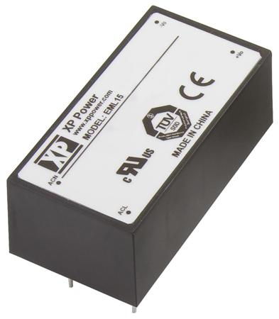 EML15US15-E XP Power Switching Power Supply, , 15V dc, 1A, 15W, 1 Output, 120 → 370 V dc, 85 → 264 V ac