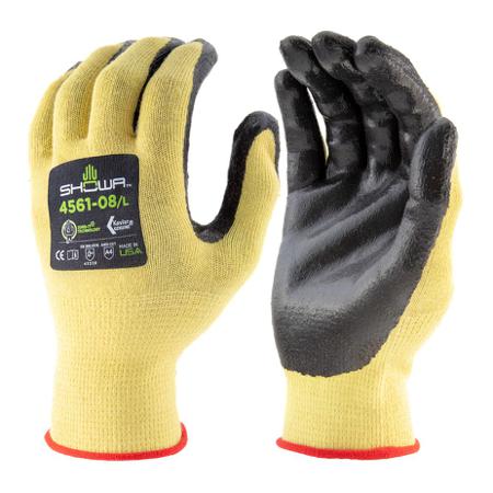 SHO45611 Showa 4561 Black, Yellow Kevlar Abrasion Resistant, Cut Resistant, Heat Resistant Work Gloves, Size Small, Foam Nitrile