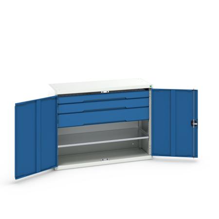 16926607.11 Bott 2 Door, 3 Drawer Sheet Steel Cupboard, 1300 x 550 x 1000mm