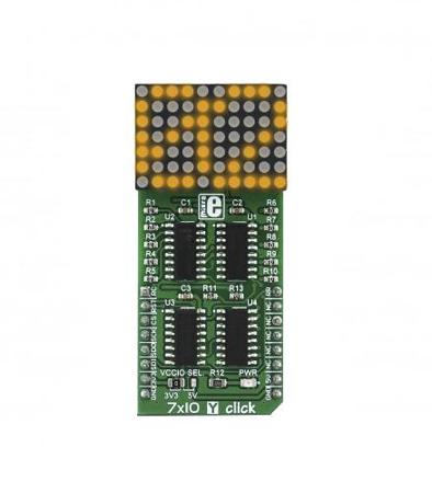 MIKROE-2790 MikroElektronika , 7 x 10 Y Click LED Matrix Display Development Board With 74HC595