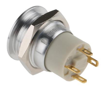 175-9165 Lock Push Button Switch, IP67, 16 Dia.mm, Panel Mount Red LED, 36V dc