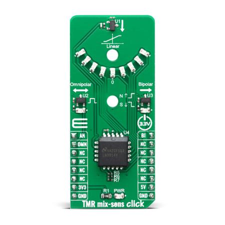 MIKROE-4106 MikroElektronika TMR mix-sens Click 3D Magnetic Sensor MikroBus Click Board for RR121-3C63-311, RR121-1A23-311, LM3914,