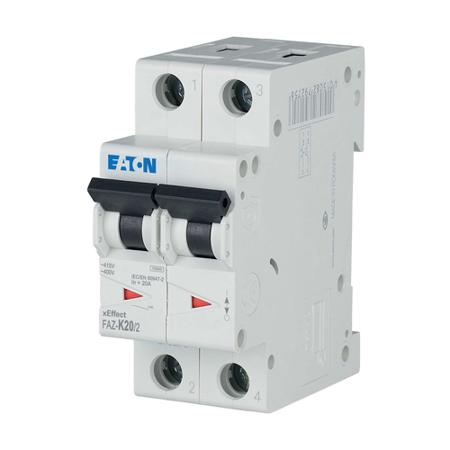 278799-FAZ-K20-2 Eaton xEffect FAZ MCB, 2P, 20A Curve K, 400V AC, 96V DC, 10 kA Breaking Capacity