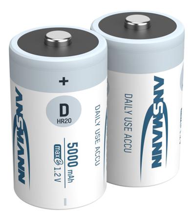 5030922 Ansmann MaxE NiMH Rechargeable D Batteries, 5000mAh