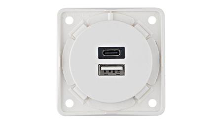 926202509 Berker 926 White Plug Socket, 15A, USB A, USB C