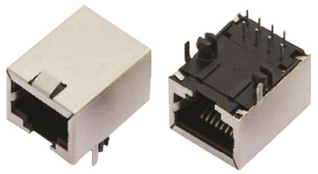 MHRJJ88NFRAS MH Connectors MH Modular Series Female RJ45 Connector, STP Shield Right Angle 8P8C -Way