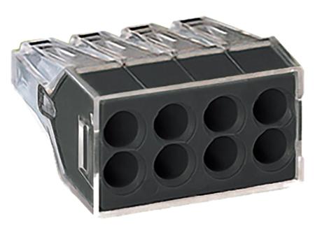 773-108 WAGO 773 PUSH WIRE Series Junction Box Connector, 8-Way, 24A, 18 → 12 AWG, 16 → 12 AWG Wire, Push In