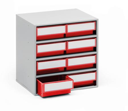 1630-5 Treston 16 Drawer Storage Unit, Plastic, 395mm x 400mm x 300mm, Red