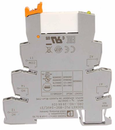 2966184 Phoenix Contact PLC-RSC- 24UC/21 Series Interface Relay, DIN Rail Mount, 24V ac/dc Coil, SPDT, 1-Pole