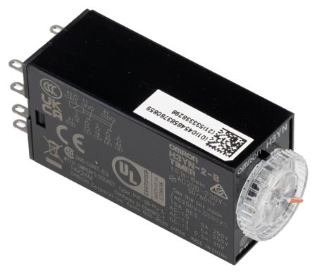 H3YN-2-B-AC200-230 Omron Multi Function Timer Relay, Push In, 0.1 s → 10 min, DPDT, 4 Contacts, DPDT, 200 → 230 V ac