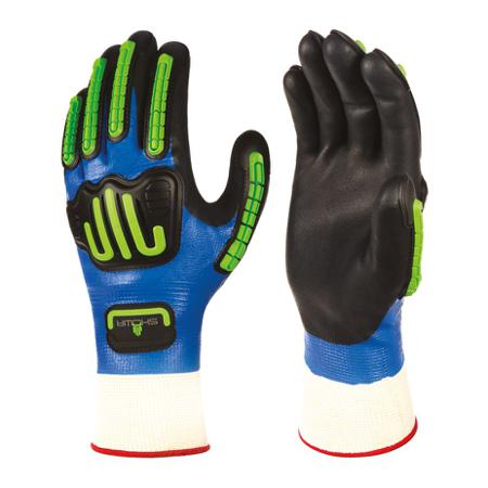 SHO377IP3 Showa 377 IP Black, Blue Nylon, Polyester Grip and Abrasion Resistance, Oil Resistant, Wet Resistance Work Gloves, Size