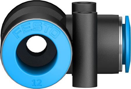 QST-12-10-20 Festo Pneumatic Tee Tube-to-Tube Adaptor, Push In 12 mm to Push In 10 mm