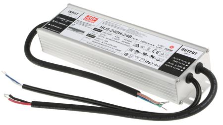 HLG-240H-24B MEAN WELL LED Driver, 24V Output, 240W Output, 10A Output, Constant Voltage Dimmable