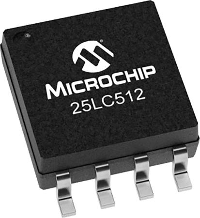 25LC512-I-SM Microchip 25LC512-I/SM, 512kbit Serial EEPROM Memory 8-Pin SOIJ SPI