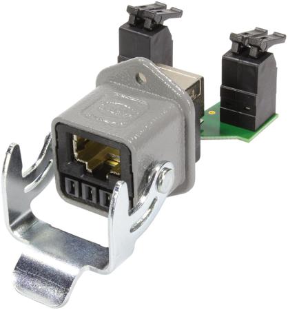 09452151761 HARTING RJ45 Hybrid Series Female RJ45 Connector, Panel Mount, Cat6 Straight 16 Port 16 -Way