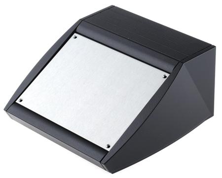 M5320109RS METCASE Unidesk Series Black Aluminium Desktop Enclosure, Sloped Front, 200 x 200 x 102mm