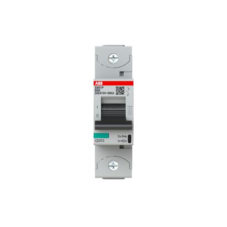 2CCG001214R0001 ABB High Performance S800N MCB, 1P Poles, 80A Curve B, 400V AC, 36 kA Breaking Capacity, MCB