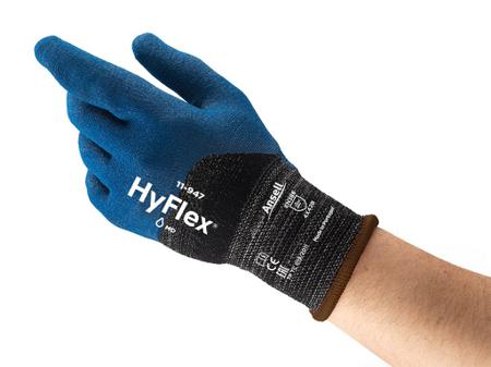 11947070 Ansell HyFlex 11-947 Blue Fibreglass, Polyamide Abrasion Resistant, Cut Resistant Gloves, Size 7, Waterbased PU Coating
