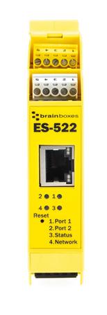 ES-522 Brainboxes Serial Device Server, 1 Ethernet Port, 2 Serial Port, RS232, RS422, RS485 Interface, 1Mbit/s Baud Rate