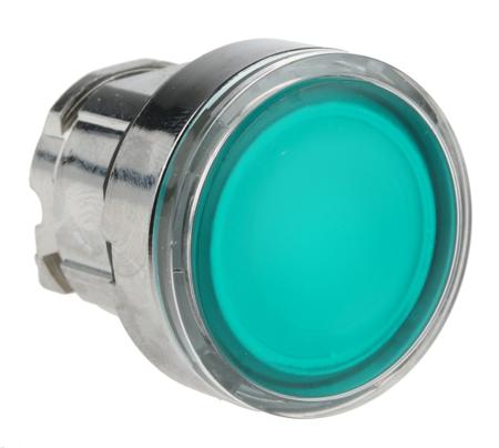 ZB4BH033 Schneider Electric Harmony XB4 Series Green Illuminated Maintained Push Button Head, 22mm Cutout, IP66, IP67, IP69K