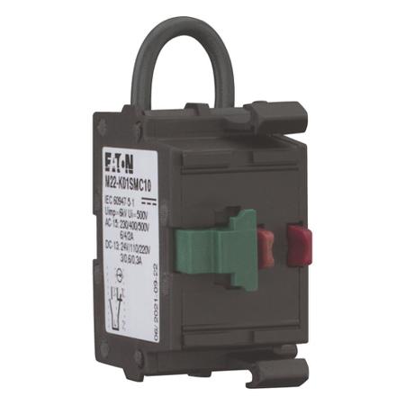 121472 M22-K01SMC10 Eaton RMQ Titan M22 Series Contact Block for Use with M22 Series, 500V, 1NO + 1NC