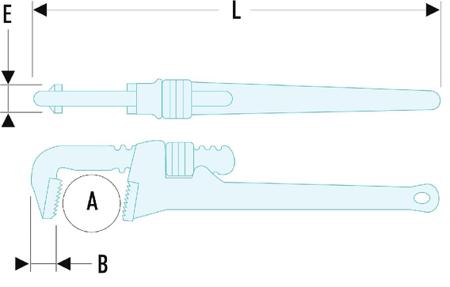 134A-18 Facom Pipe Wrench, 450 mm Overall Length, 76mm Max Jaw Capacity