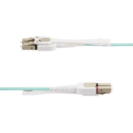 450FBLCLC5PP StarTech.com LC to LC Duplex Multi Mode OM4 Fibre Optic Cable, Light Blue, 5m