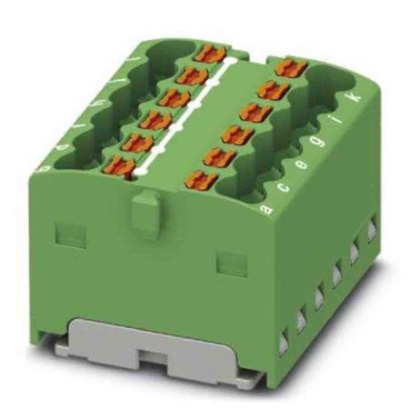 3002884 Phoenix Contact Distribution Block, 12 Way, 2.5mm², 17.5A, 450 V, Green