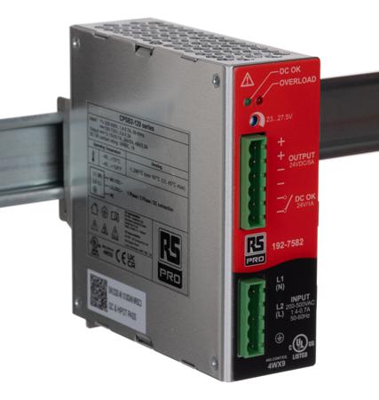 192-7582 RS PRO DIN Rail Power Supply 200 → 500V ac Input, 24V Output, 5A