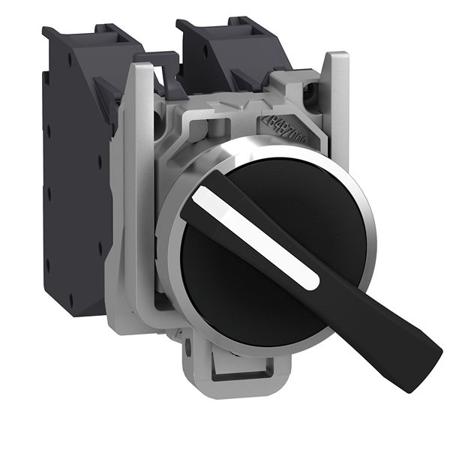 XB4BJ21GEX Schneider Electric Long Black Handle Selector Switch Complete - (SPST) 22mm Cutout Diameter 2 Positions
