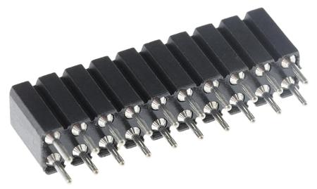 803-87-020-10-001101 Preci-Dip 803 Series Straight PCB Mount PCB Socket, 20-Contact, 2-Row, 2.54mm Pitch, Solder Termination